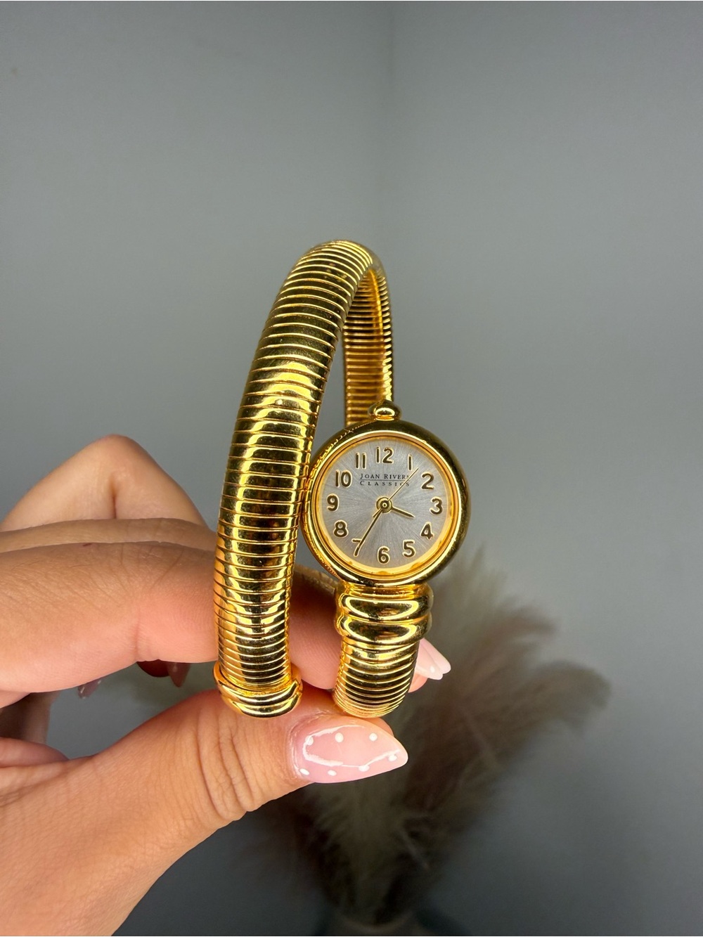 Vintage Joan Rivers Gold Snake Coil Wrap Bracelet Watch